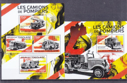 Camions De Pompiers - Togo - Yvert 4024 / 7 + BF 870 ** - Valeur 31 Euros - Camion