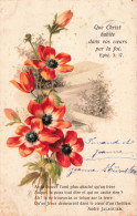 FANTAISIE - Fleurs - Que Christ Habite Dans Vos Cœurs Par La Foi - Carte Postale Ancienne - Altri & Non Classificati