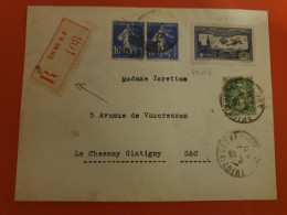 Enveloppe En Recommandé De Tours Pour Le Chesnay Glatigny En 1933 - D 416 - 1921-1960: Période Moderne