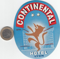 ETIQUETA - STICKER - LUGGAGE LABEL  HOTEL CONTINENTAL - LYON -FRANCE - Etiquettes D'hotels