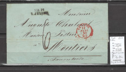 Suisse - Geneve Pour Moutiers - Savoie -  Royaume De Sardaigne - Entrée Via Di S Julien -1850 - 1843-1852 Correos Federales Y Cantonales