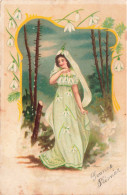 FANTAISIE - Femme - Robe - Végétation - Carte Postale Ancienne - Frauen