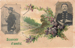 MILITARIA - Souvenir D'amitié - Personnage - Photographie D'un Soldat - Carte Postale Ancienne - Personnages