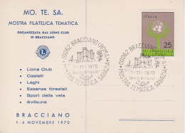 BRACCIANO - ROMA - MO.TE.SA. - MOSTRA FILATELICA TEMATICA - LIONS CLUB - 1/4 NOVEMBRE 1970 - Exposiciones