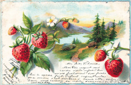 FANTAISIE - Fleurs - Fraise - Fruit - Lac - Carte Postale Ancienne - Altri & Non Classificati