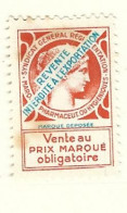 Timbre -  -  - Vignette Pharmaceutique  - Syndicat  Genenral Reglementation Marques Pharmaceut Ou Hygieniques - Usados