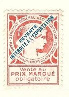 Timbre -  -  - Vignette Pharmaceutique  - Syndicat  Genenral Reglementation Marques Pharmaceut Ou Hygieniques - Usados