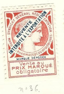 Timbre -  -  - Vignette Pharmaceutique  - Syndicat  Genenral Reglementation Marques Pharmaceut Ou Hygieniques - Gebraucht