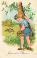 FETES & VOEUX - Joyeuse Pâques - Enfant - Lapin - Œuf - Carte Postale Ancienne - Easter