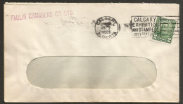 1929 Paulin Chambers Corner Card Cover 2c Scroll Slogan Calgary Alberta - Historia Postale