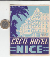 ETIQUETA - STICKER - LUGGAGE LABEL  HOTEL CECIL - NICE - FRANCE - Etiquettes D'hotels