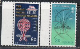 RYUKYU ISLANDS US POSSESSIONS IN JAPAN 1962 WHO OMS MALARIA ERADICATION COMPLETE SET SERIE COMPLETA MNH - Riukiu-eilanden