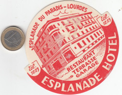 ETIQUETA - STICKER - LUGGAGE LABE HOTEL ESPLANADE - LOURDES  - FRANCE - Etiquettes D'hotels