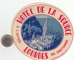 ETIQUETA - STICKER - LUGGAGE LABE HOTEL DE LA SOURCE    - LOURDES  - FRANCE - Etiquettes D'hotels
