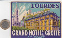ETIQUETA - STICKER - LUGGAGE LABE HOTEL GRAND HOTEL DE LA GROTTE    - LOURDES  - FRANCE - Etiquettes D'hotels
