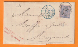 1887 - Lettre Pliée De VERVIERS Vers MAZAMET, France - Via PARIS ETRANGER - 25 C Léopold II - Cachet à Date D'arrivée - 1884-1891 Leopold II.