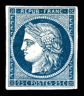 N°4a, 25c Bleu Très Foncé, Grande Fraîcheur. SUPERBE. R.R. (signé Calves/certificat)  Qualité: *  Cote: 9250 Euros - 1849-1850 Cérès