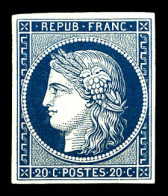 N°8a, Non émis, 20c Bleu Foncé, Grande Fraîcheur, R.R. SUP (signé Scheller/certificat)  Qualité: (*)  Cote: 3400 Euros - 1849-1850 Cérès