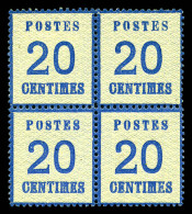 N°6, 20c Bleu En Bloc De Quatre, Bon Centrage, Fraîcheur Postale. SUP  Qualité: **   - Ungebraucht