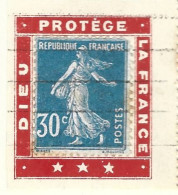 Timbre - Vignette  Porte Timbre -   Dieu Protege La France - Semeuse - Usados