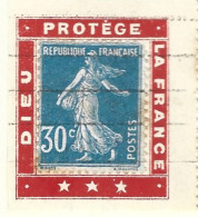 Timbre - Vignette  Porte Timbre -   Dieu Protege La France - Semeuse - Gebraucht