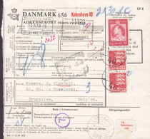 Denmark Adressekort Freight Bill Paketkarte Bulletin D'Expedition KØBENHAVN (40.) 1959 To BRUXELLES Belgium (2 Scans) - Lettres & Documents