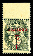 N°157c, 1/2 Sur 1c Ardoise Papier GC: SURCHARGE RENVERSEE, Haut De Feuille, SUPERBE (certificat)  Qualité: **  Cote: 240 - Unused Stamps