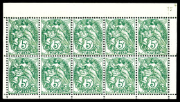 N°111f, 5c Blanc: Type IB, 5 Paires Verticales De Carnet En Bloc De 10 Exemplaires TTB  Qualité: **  Cote: 440 Euros - Unused Stamps