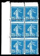 N°140, 25c Semeuse, Piquage Décalé Sur Bloc De 6 Bdf. TTB  Qualité: **   - Unused Stamps