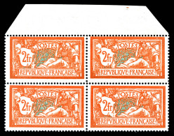 N°145c, 2F Orange, écusson Brisé Tenant à Normaux En Bloc De Quatre Haut De Feuille, Frais, SUPERBE (certificat)  Qualit - Nuovi