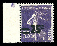 N°218a, 25c Sur 35c Semeuse, Double Surcharge Bdf. TTB (certificat)  Qualité: *  Cote: 700 Euros - Unused Stamps