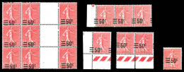 N°224, Semeuse 50c S 65c: Surcharges Déplacées Sur 16 Exemplaires Dont Valeur Sur Valeurs, TB  Qualité: **   - Unused Stamps