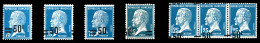 N°219b, 50c S 75 Bleu: Valeur Sur Valeur Avec Barres + 6 Exemplaires Surcharges Déplacées Et à Cheval. TB  Qualité: *   - Unused Stamps