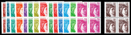 N°1965b/79b, Sabine, Série Complète Sans Phosphores En Blocs De Quatre, Les 15 Valeurs TTB (signés Calves/certificat)  Q - Unused Stamps