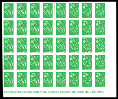 N°3733b, Lamouche TVP Vert: 6 Exemplaires Avec Dentelure Partielle Tenant à 34 Exemplaires Non Dentelés Accidentel Coin  - Unused Stamps