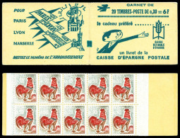 N°1331A-C2, Coq, 0,30Fr : 10 TIMBRES SANS LA COULEUR VERTE Et VALEUR FACIALE EFFACEE, SUPERBE. R. (certificat)  Qualité: - Cuadernillos