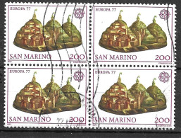 SAN MARINO - 1977 - EUROPA LIRE 200 - QUARTINA USATA ( YVERT 934- MICHEL 1132 - SS 979) - Oblitérés