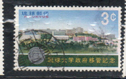 RYUKYU ISLANDS US POSSESSIONS IN JAPAN 1966 UNIVERSITY TRANSFER 3c USED USATO OBLITERE' - Ryukyu Islands