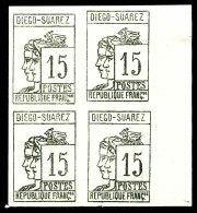 N°8, 15c Gris-noir, Bloc De Quatre Bord De Feuille, Fraîcheur Postale, SUP (certificat)  Qualité: **  Cote: 2400 Euros - Unused Stamps