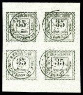 Taxe N°11a, 35c Gris, 'UADELOUPE' Tenant à Normaux En Bloc De Quatre. TTB  Qualité: Oblitéré  Cote: 540 Euros - Timbres-taxe