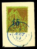 N°4A, 15 S 20c Brique Sur Vert, 2ème Tirage Surcharge Outremer Obl Càd Du 7.9.89 Sur Son Support. SUP. R.R (certificat)  - Used Stamps