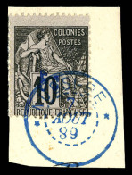 N°8B, 5c Sur 10c Noir Sur Lilas Sur Son Support. SUP. R. (certificat)  Qualité: Oblitéré  Cote: 1900 Euros - Used Stamps