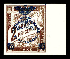 Taxe N°15, 2f Marron, Bord De Feuille, Quasi **, Tirage 150 Exemplaires. SUP. R.R. (certificat)  Qualité: *  Cote: 1700  - Timbres-taxe