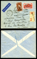 N°1, 50c Rouge Surchargé 'Rolland Garros' (+N141) + Griffe '1ère Liaison Aèropostale' Sur Lettre Recommandée De St Denis - Airmail