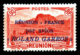 N°1, 50c Rouge Surchargé 'REUNION-France Par Avion ROLAND GARROS', TTB (certificat)  Qualité: *  Cote: 400 Euros - Airmail