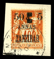 N°60, 50c Et 5 Sur 4a Sur 40c Sur Son Support. TTB. R.R. (signé Brun/certificat)  Qualité: Oblitéré  Cote: 2550 Euros - Used Stamps