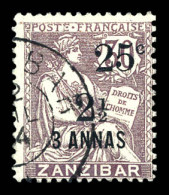 N°65, 25c Et 2 1/2 Sur 3 Annas Sur 30c. SUPERBE. R.R. (signé Brun/certificat)  Qualité: Oblitéré  Cote: 2900 Euros - Used Stamps