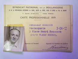 2023 - 4289  CARTE PROFESSIONNELLE De BOULANGER  1979   XXX - Non Classificati