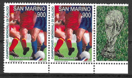 SAN MARINO - 1998 - CALCIO - CAMPIONATO EUROPEO PARIGI -COPPIA L.900 - USATO ( YVERT 1573- MICHEL 1780 - SS 1624) - Used Stamps