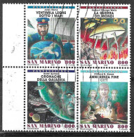 SAN MARINO - 1998 - SECOLO FANTASCIENZA - QUARTINA USATA ( YVERT 1579\80+1583\4 - MICHEL 1786\7+179\1 - SS 1627\8+1631\2 - Used Stamps